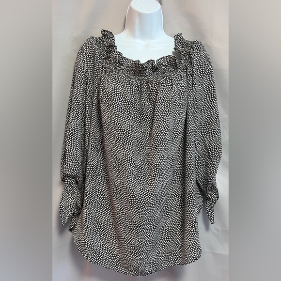 MICHAEL Michael Kors Off-The-Shoulder Top,  Blouse Women’s Tie Cuff size 1X NWT! - Picture 1 of 8